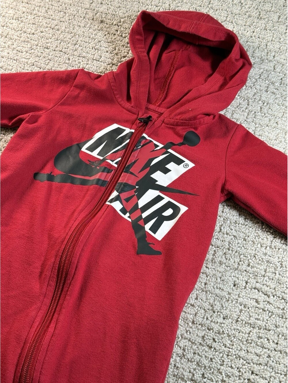 Nike Air Jordan Hooded 1-piece Size 24 Months Red Zipper